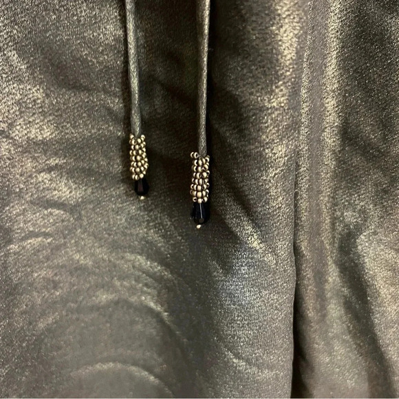 Roamans Metallic Gold Blouse 24W Ruffled Draped Collar Long Sleeves Formal Top - Picture 5 of 7